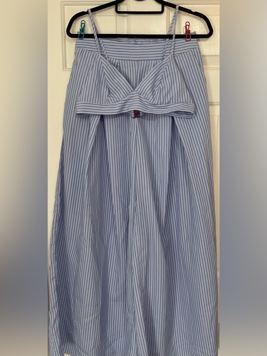 SHEIN Pants - SHEIN Blue and White Pinstripe Wide-Leg Two Piece